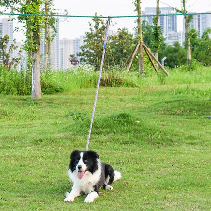 XiaZ Dog Tie Out Cable for Camping, 50ft Portable Overhead Trolley System for Dogs up to 200lbs，Dog Lead for Yard, Camping, Parks, Outdoor Events,5 min Set-up