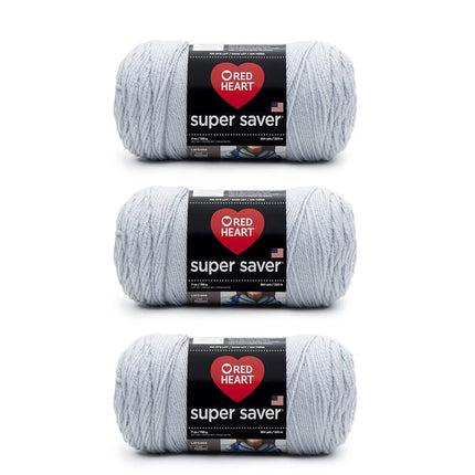 Red Heart Super Saver Pack of 3 - Light Gray - 7oz/198g - Acrylic - 4 Medium (Worsted) - 364 Yards - Knitting, Crocheting, Crafts & Amigurumi