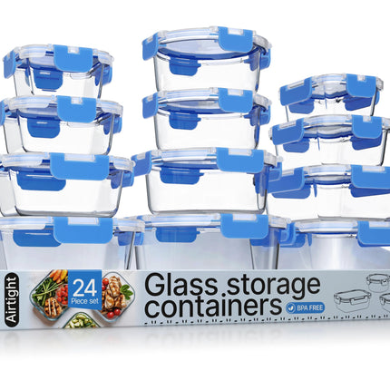 Blue Borosilicate Glass Food Storage Containers wi