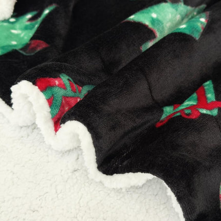 Elegant Comfort Reversible and Ultra-Plush Flannel Fleece-Winter Christmas Sherpa Throw- Lightweight Soft and Cozy-Holiday Decorative Throw, Perfect for Lounging, 50 x 60 inches, Feliz Navidad