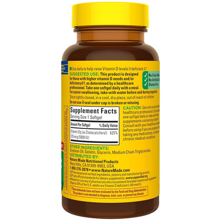 Nature Made Vitamin D3 5000 IU,180 Softgels