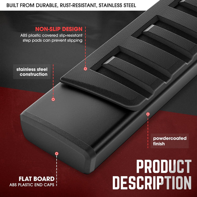 Estriberas DNA MOTORING de 6 pulgadas de ancho, compatibles con Nissan Frontier Crew Cab 05-24, STEPB-A-0019
