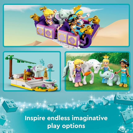 LEGO Disney Princess Enchanted Journey 43216, 3in1 Playset with Cinderella, Jasmine, Rapunzel Mini Dolls with Toy Horse & Carriage, Flying Carpet, Hot Air Balloon, Gift for Girls and Boys Ages 6+
