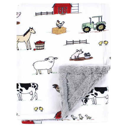 Couverture en peluche Hudson Baby unisexe avec bordure et envers en fourrure, motif Ferme, taille unique