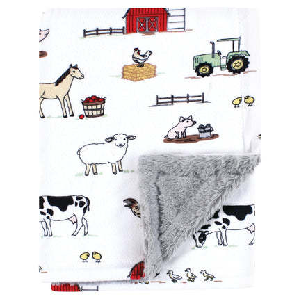 Hudson Baby Unisex Baby Plush Blanket with Furry B