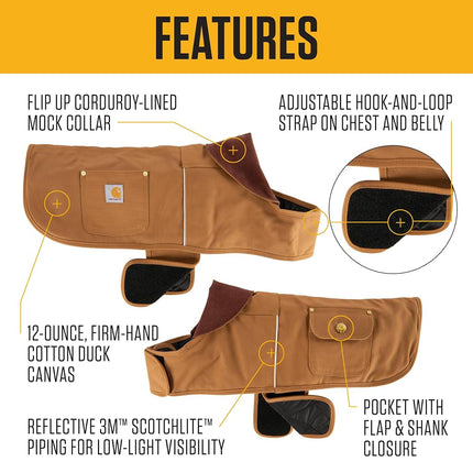Carhartt Firm Duck Dog Chore Coat, Insulated Weather Resistant Jacket for Cold and Windy Conditions, Carhartt Brown, Medium