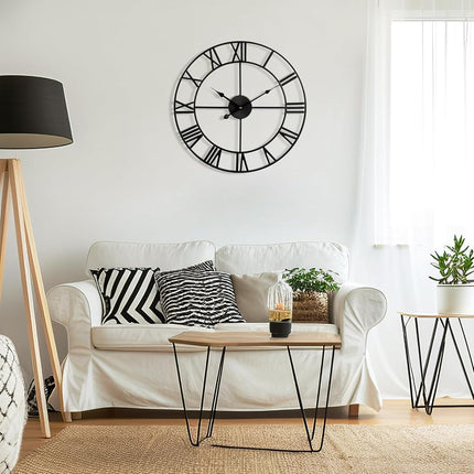 Mee 2ou Wall Clock - 47CM Non Ticking Metal Wall Clock Roman Numerals