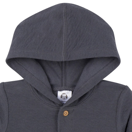 Gerber Unisex Baby Baby Boys' and Baby Girls' Hooded Romper, Charcoal, 0-3 Months