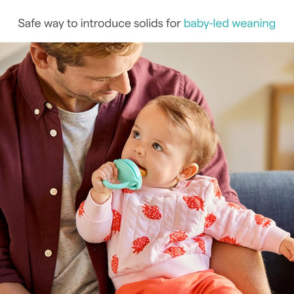 ® Silicone Baby Food Feeder for Solids and Purees, Great for Self-Feeding and Baby Led Weaning, 2 Pack, Blue/Mint