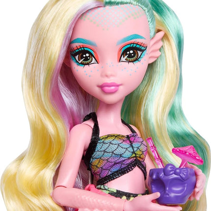 Monster High Doll and Playset, Lagoona Blue Scare-adise Island Snack Shack with Food Accessories and Color Change Drinks, HRP70