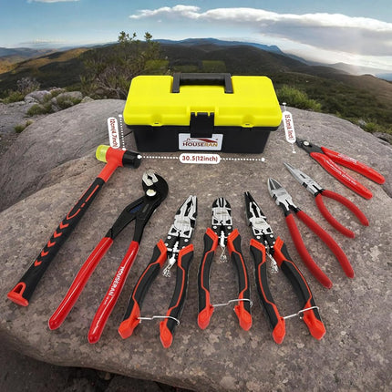 HOUSERAN 8 PCS Pliers Set with Case for DIY & Home Use