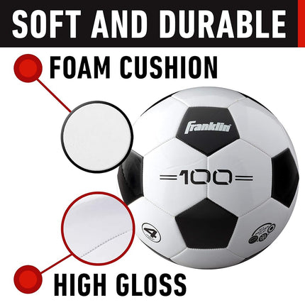 Franklin Sports Soccer Balls - Size 4 F-100 Soccer Balls - Youth Soccer Balls - 12 Pack Bulk Soccer Balls with Pump White, 30207X