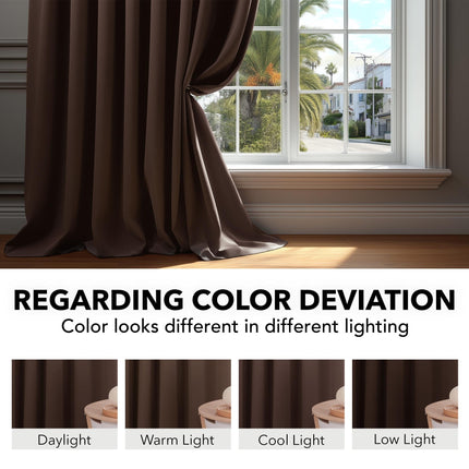 Deconovo Room Darkening Curtains - 52x72 Inch Back Tab and Rod Pocket Blackout Curtains, 2 Panels Panels, Chocolate Color, Thermal Insulated Curtains for Bedroom