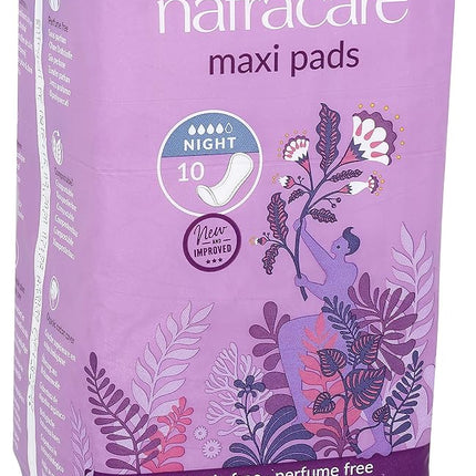 Natracare Natural Feminine Night Time Maxi Pads, Extra Long, 10 Count