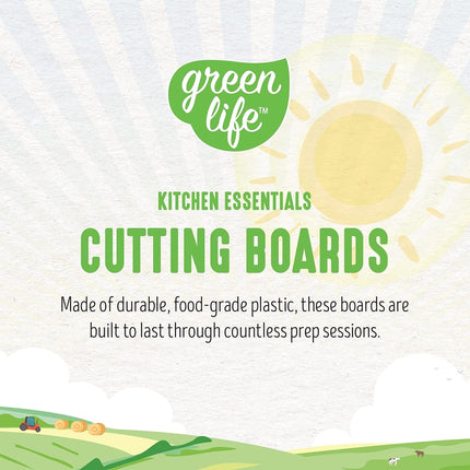 GreenLife Cutting Board Set 8x12 & 10x14, Extra Durable, Meal Prep, Non-Slip, Grip Handles, Crack Resistant, Dishwasher Safe, Reversible, Versatile Kitchen Essentials, Red