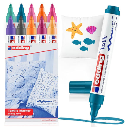 Edding 4500 Textile Marker - Set of 10 Colours (Tr