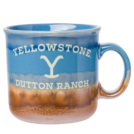 Silver Buffalo Yellowstone Dutton Ranch Reactive Glaze Ceramic Camper Mug, 20 Ounces