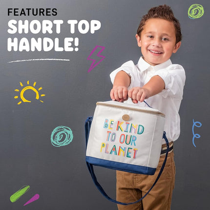 Fit & Fresh Insulated Lunch Box for Kids Boys & Girls, Lunch Bag for Kids with 2 Reusable Snack Bags, School Lunch Box, Cypress Be Kind to Our Planet