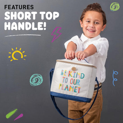 Fit & Fresh Insulated Lunch Box for Kids Boys & Girls, Lunch Bag for Kids with 2 Reusable Snack Bags, School Lunch Box, Cypress Be Kind to Our Planet