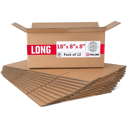 Paclord 12 Pack Medium Cardboard Boxes 18" L x 8" 
