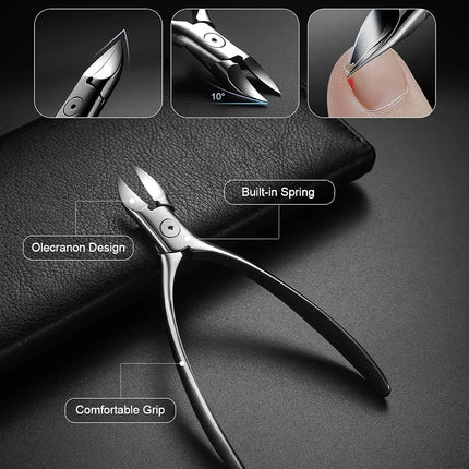 FERYES Pedicure Knife Ingrown Toenail Kit, 7 PCS Professional Pedicure Tool Toenail Grooming Kit, Super Sharp Toenail Clippers (Leather case included）