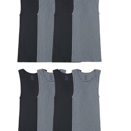 Fruit of the Loom Men's Lightweight Active Cotton Blend Undershirts, 8 Pack-Black/Grey, S (Pack of 8)