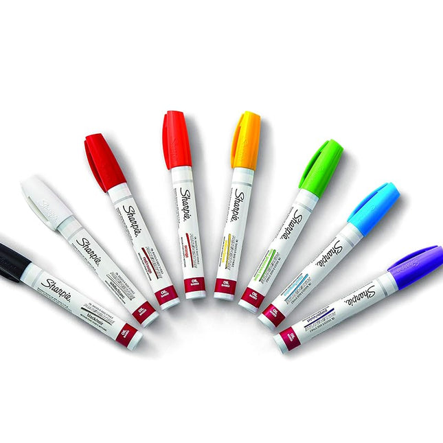 Sharpie Oil-Based Paint Markers, Medium Point, Assorted Colors, 8 Count - Great for Rock Painting