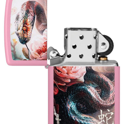 Zippo Mazzi® Snake and Flower Design Pink Matte Pocket Lighter