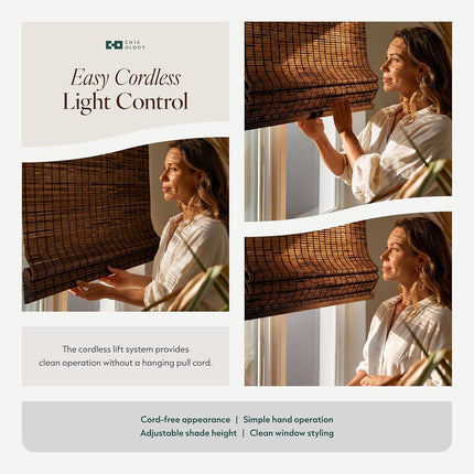 CHICOLOGY Bamboo Roman Shades - Customer Favorite Blackout Blinds for Windows, Premium Quality, Ideal for Home, Moose (Blackout) Brown, 23" W X 64" H