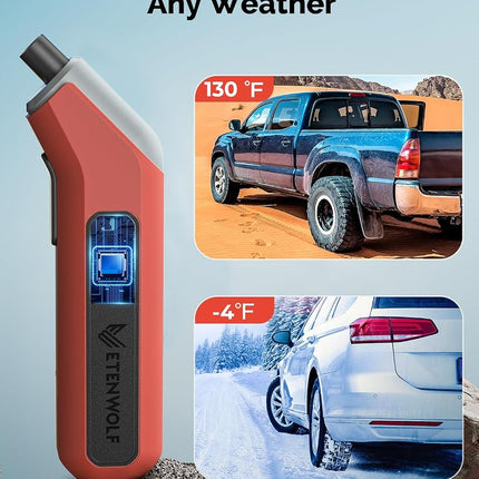 ETENWOLF T300 Digital Tire Pressure Gauge 3-200 PSI, Industrial Tire Gauge Calibrated to ANSI B40.7 Grade 2A(Plus-Minus 0.5%), Replaceable AAA Batteries (Vivid Orange)