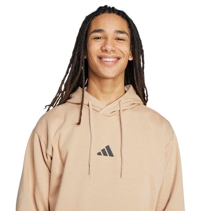 adidas Men's Essentials Feelcozy Fleece Hoodie, Warm Sandstone/Black, L Tall
