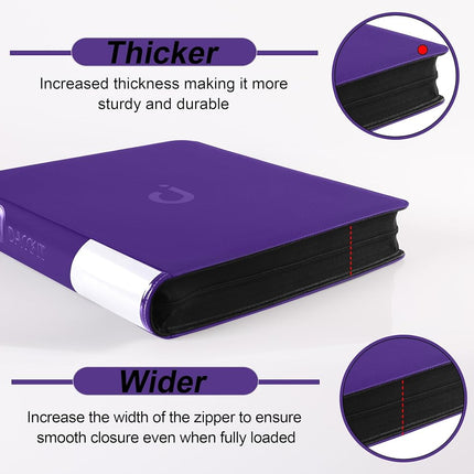 Premium 2000 Pocket Card Binder - 20 Pocket Trading Card Binder with Sleeves Fits 2000 Cards, Ringless Card Album for TCG - Model A，Classic Purple