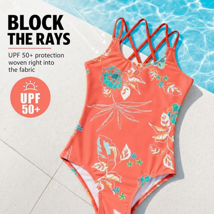 Kanu Surf Girls' Reese UPF 50+ Beach Sport Criss-Cross One Piece Swimsuit, Summer Green, 16