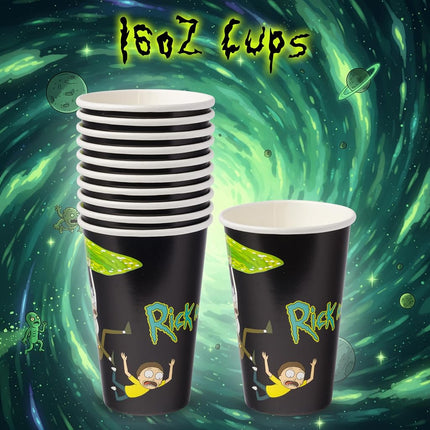 Silver Buffalo Rick and Morty in The Portal 60 Pack Partyware Disposable Paper Plates, Napkins, and Cups
