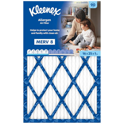 Kleenex Allergen Air Filter 16x25x1 Inches - 8 MERV RATING (4-Pack)