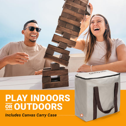GoSports Torre Oscilante Grande con Acabado Oscuro y Reglas Adicionales | Comienza en 45.7 cm y Crece a Más de 91.4 cm | Hecha de Bloques Premium Teñidos de Marrón
