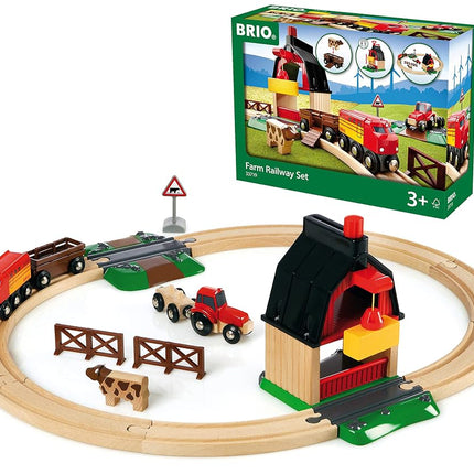 BRIO World Farm Railway Set for Kids, 20 Piece Woo