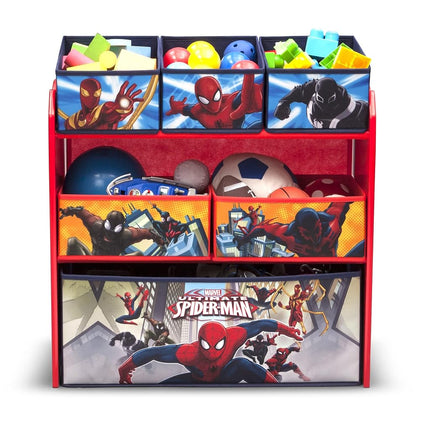 Delta Children Spider-Man Multi-Bin Toy Organiser, Plastic, Red and Blue