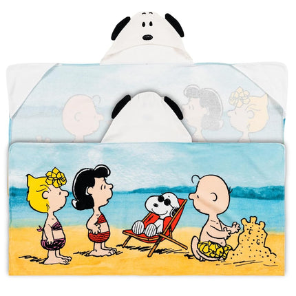 Franco Peanuts Snoopy Kids Super Soft Hooded Bath / Pool / Beach Towel - Soft Cotton Terry Towelling - 24 x 50 Inches - Officially Licensed