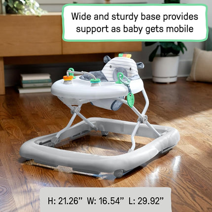 Ingenuity Smooth Strides Activity Walker - Chambray - Developmental Walker - 3 Position heightbar - Toys Included - 6M-12M