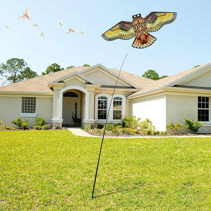 Flerigh Bird Scarer Kite with 13ft Pole Bird Hawk Flying Kite-Owl Kite