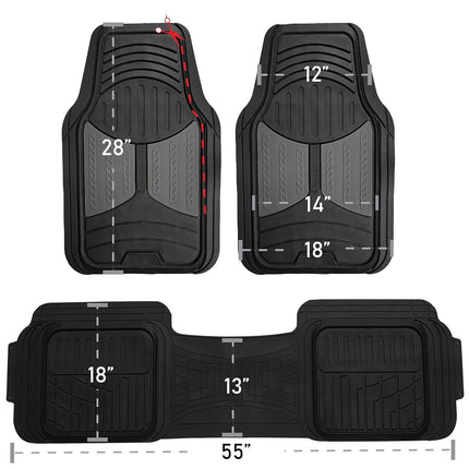 FH Group Car Floor Mats - Heavy-Duty Rubber Floor Mats for Cars, Universal Fit Full Set, Trimmable Automotive Floor Mats, Climaproof Floor Mats for Most Sedan, SUV, Truck Floor Mats Burgundy