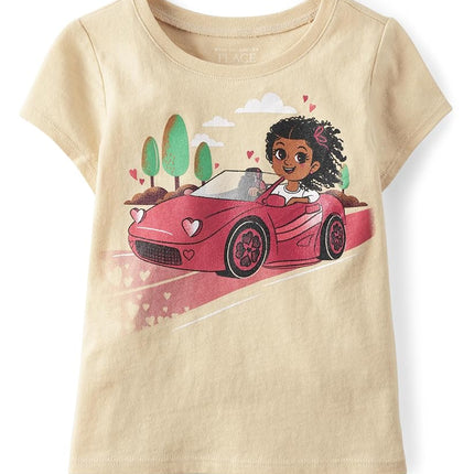 The Children's Place Toddler Girls Short Sleeve Graphic T-Shirt, Girl Car, 5T
