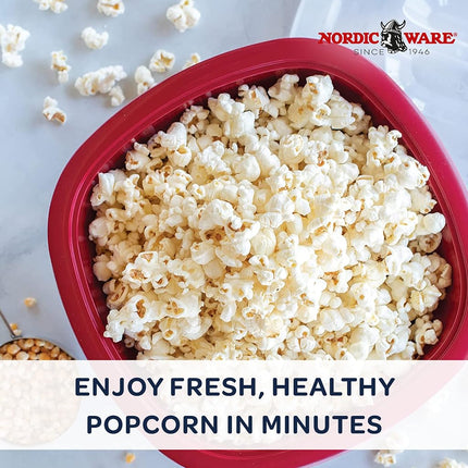 Nordic Ware Pro Pop Popper, BPA-Free Plastic Popcorn Popper, 16 Cup Capacity Microwave Popcorn Bowl, Premium Kitchen Accessories, Made in The USA, Red
