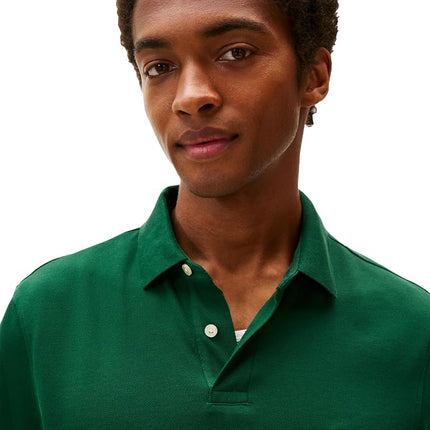 Tommy Hilfiger Men's Long Sleeve Polo Shirts in Regular Fit with Stretch and Organic Pique Cotton, Ornamental Green, S