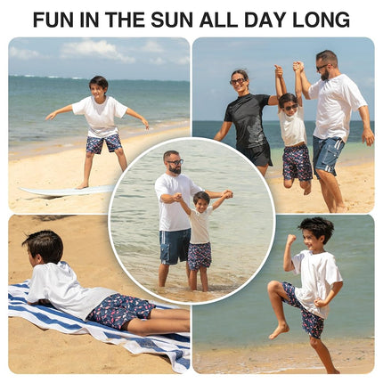 Kanu Surf Big Boys' Key West Flamingo Quick Dry Beach Board Shorts Swim Trunk, Navy, Medium (10/12)