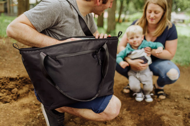 ONIVA - a Picnic Time brand Women's Transitional Tarana Made with Recycled Materials, Soft Tote Bag, Upcycled Picnic Cooler, Carbon Black, 21 x 8 x 13