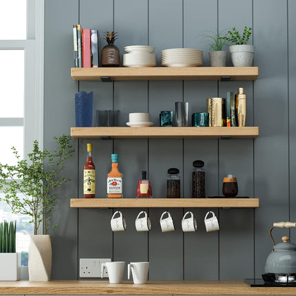 Heavy Duty Shelf Brackets 6 Inch (1/5") Thick, 6 Pack Floating Hidden Brackets, Rustic Industrial with Modern Iron Finish