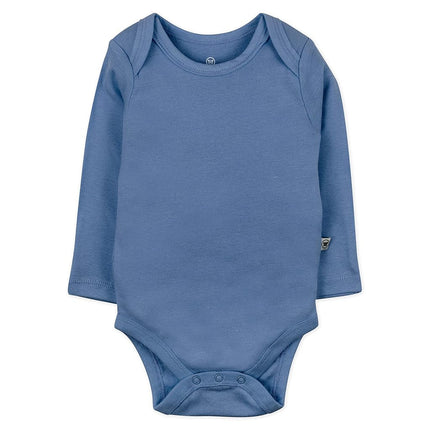 HonestBaby Paquete de 5 bodysuits de manga larga de una pieza 100% algodón orgánico para bebés varones, unisex, azules Ombre, 24 meses