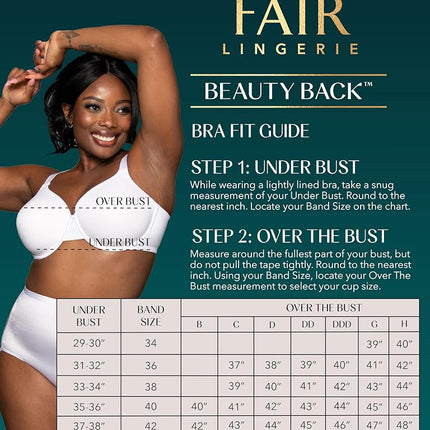 Vanity Fair Women's Full Figure Beauty Back Smoothing Bra, 4-Way Stretch Fabric, Lightly Lined Cups up to H, Underwire - Quartz, 40C